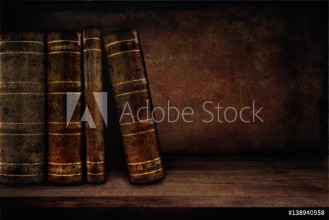 Bild på Vintage background with books on a shelf and copy space